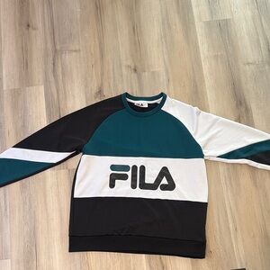FILA Men's Crewneck Sweater - Black, White, Teal